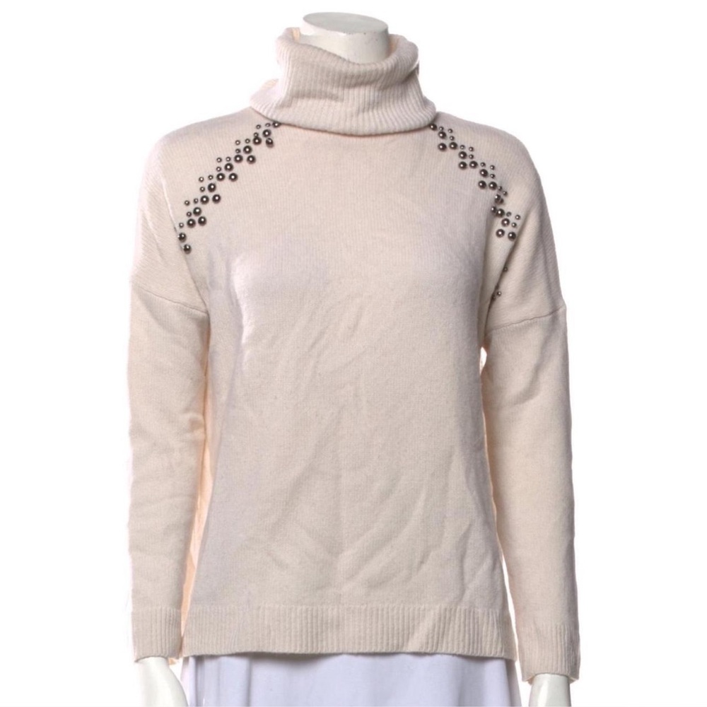 The Kooples Women’s Cashmere Turtleneck Sweater with Studded Accents Size XL